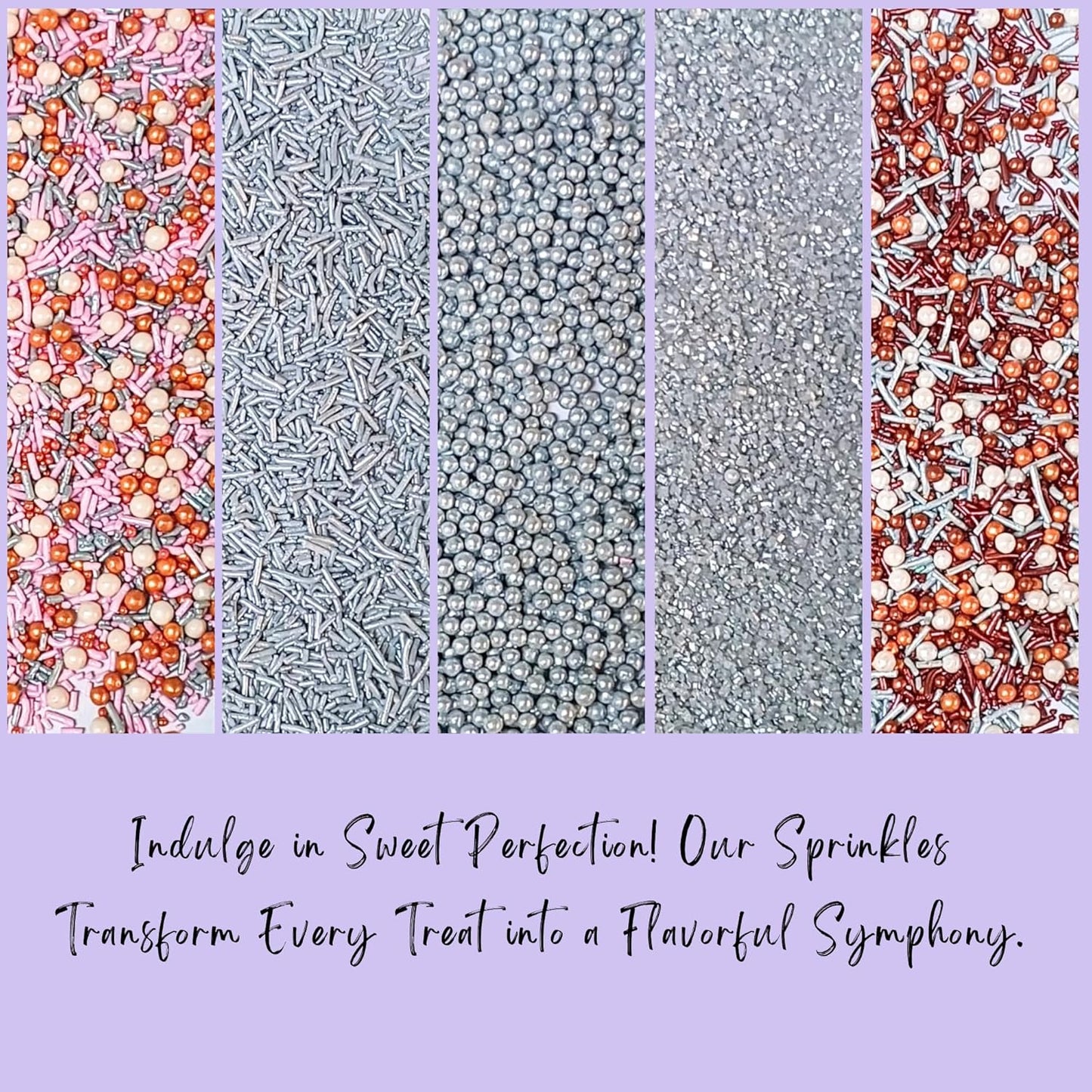 Confect Edible Cake Sprinkles Mix – Silver, Bronze & White Pearls, Silver Jimmies, Sparkling Sugar – Dessert Toppings for Cakes, Cupcakes, Cookies & Baking Decoration | Vegan, Gluten-Free, Nut-Free, Soy-Free, Dairy-Free, Palm Oil-Free- 5 Oz
