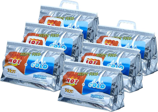 Superio Hot and Cold Insulated Bags for Food Delivery, Grocery Shopping Bags, Food Storage for Hot and Frozen Food for Travel, Disposable Cooler Bag, Reinforced Thermal Lunch Bag (6, 13"x5.5"x8.5")