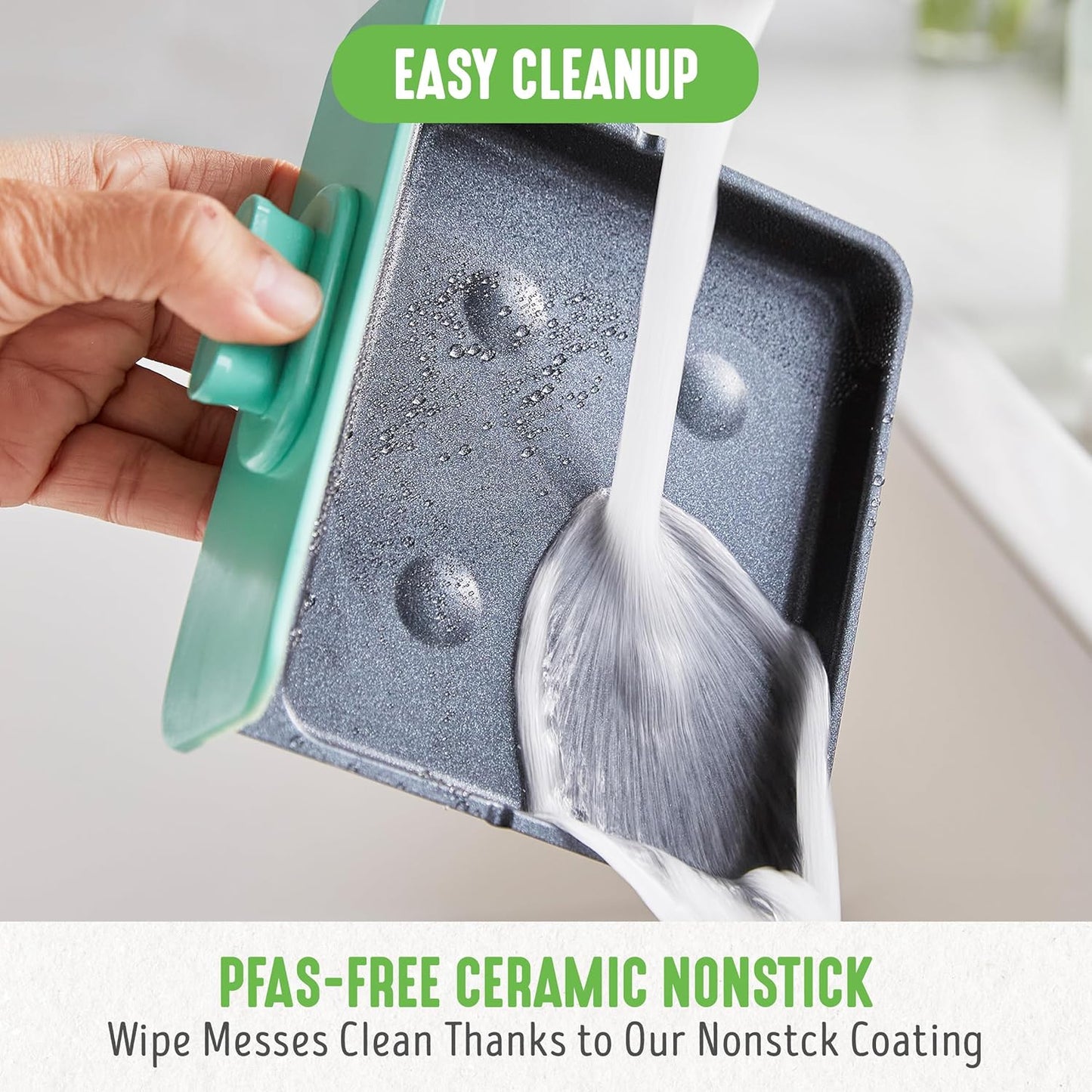 GreenLife 3-in-1 Breakfast Maker Station, Healthy Ceramic Nonstick Dual Griddles for Eggs Meat Sausage Bacon Pancakes and Breakfast Sandwiches, 2 Slice Toast Drawer, Easy-to-use Timer, Turquoise