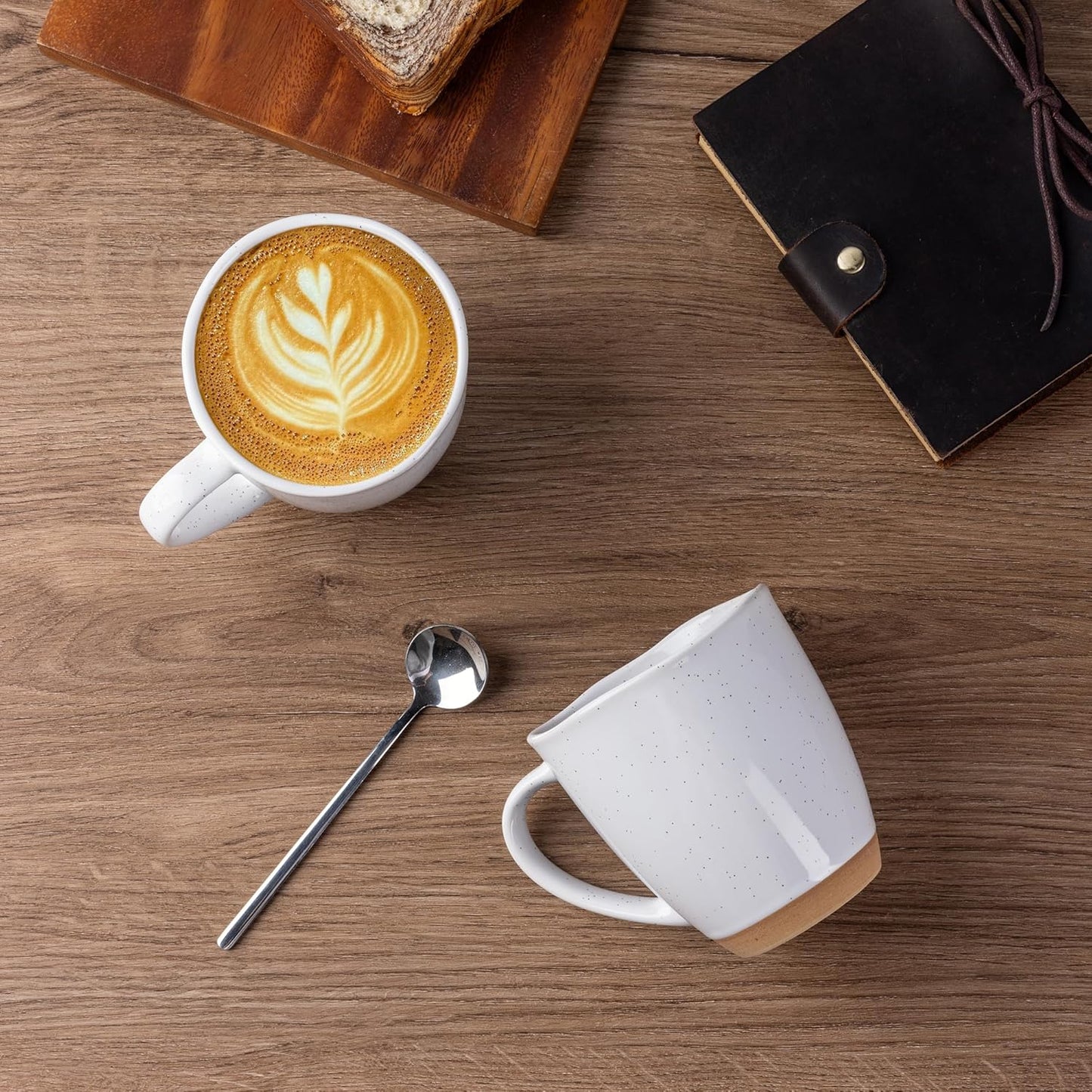 AmorArc 12oz Ceramic Coffee Mugs set of 6, Stylish Coffee Mugs with Rustic Terracotta Underside for Man, Woman, Dad, Mom, Suitable for Latte/Cappuccino/Milk/Cocoa. Dishwasher&Microwave Safe, White