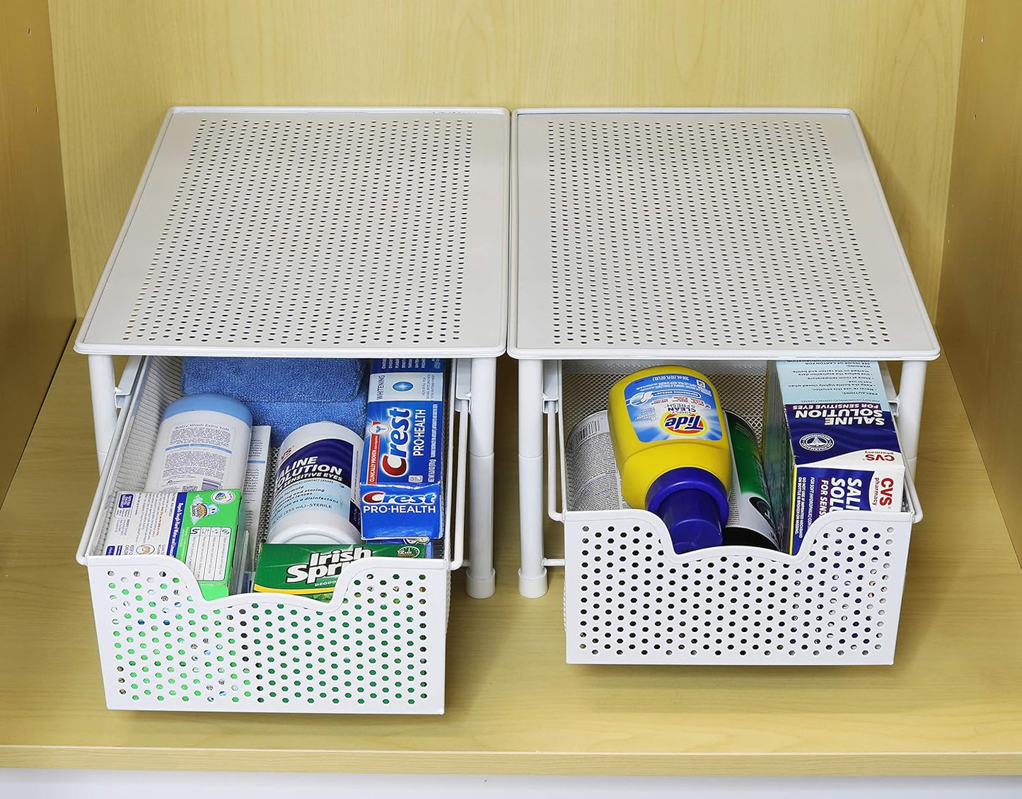 Simple Houseware Stackable Cabinet Basket Drawer Organizer, White