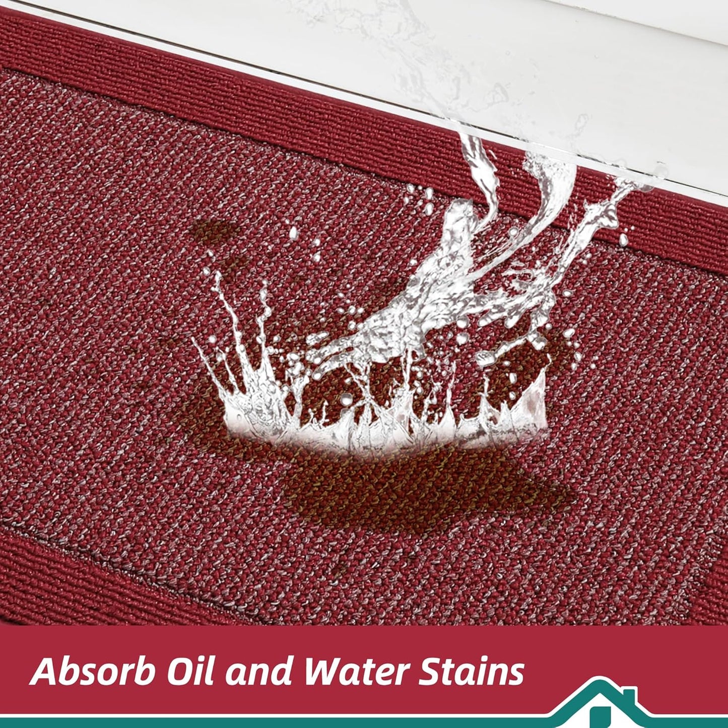 BEQHAUSE Kitchen Runner Rugs 24"x60", Kitchen Rugs Non-Slip Kitchen Mats for Floor, Absorbent and Stain Resistant Kitchen Mats, Machine Washable Rug for Kitchen, Hallway, Laundry & Sink, Red