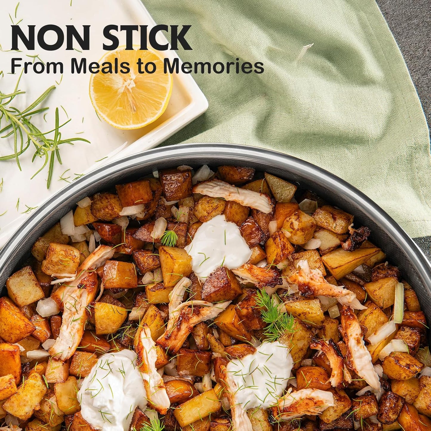 Saute Pan Set,Hybrid Non Stick 5 Quart Everyday pan,10 inch skillet,8 inch skillet,Chicken Fryer, PFOA Free Cookware,Deep Frying Pans with Lid,Dishwasher and Oven Safe,Works on All Cooktops