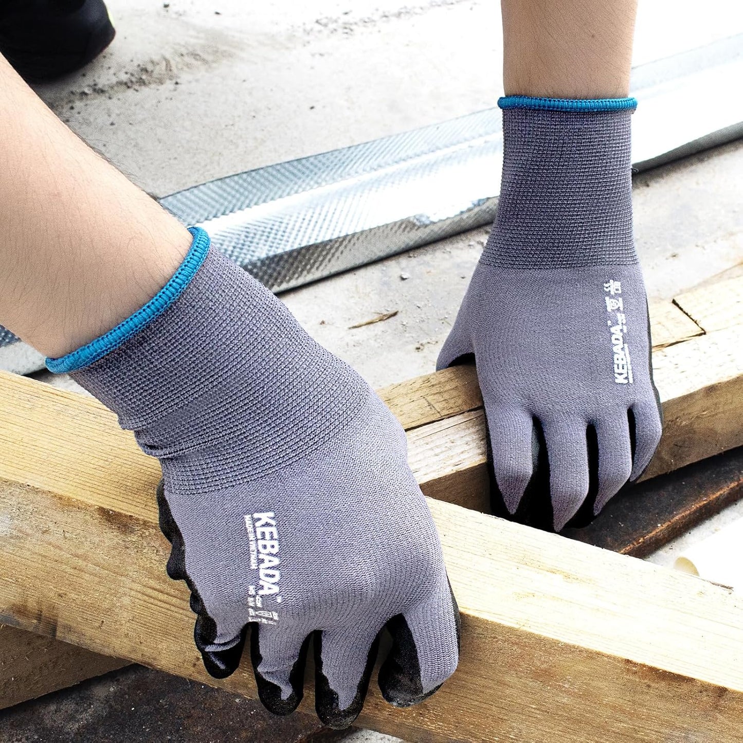 Kebada W5 Work Gloves Bulk Pack (60 Paris), Foam Nitrile Coated Working Gloves with Grip, Ultra Stretchable Spandex Knit Gloves for Gardening and Light Duty Mechanic Work, Small (Made in Vietnam)
