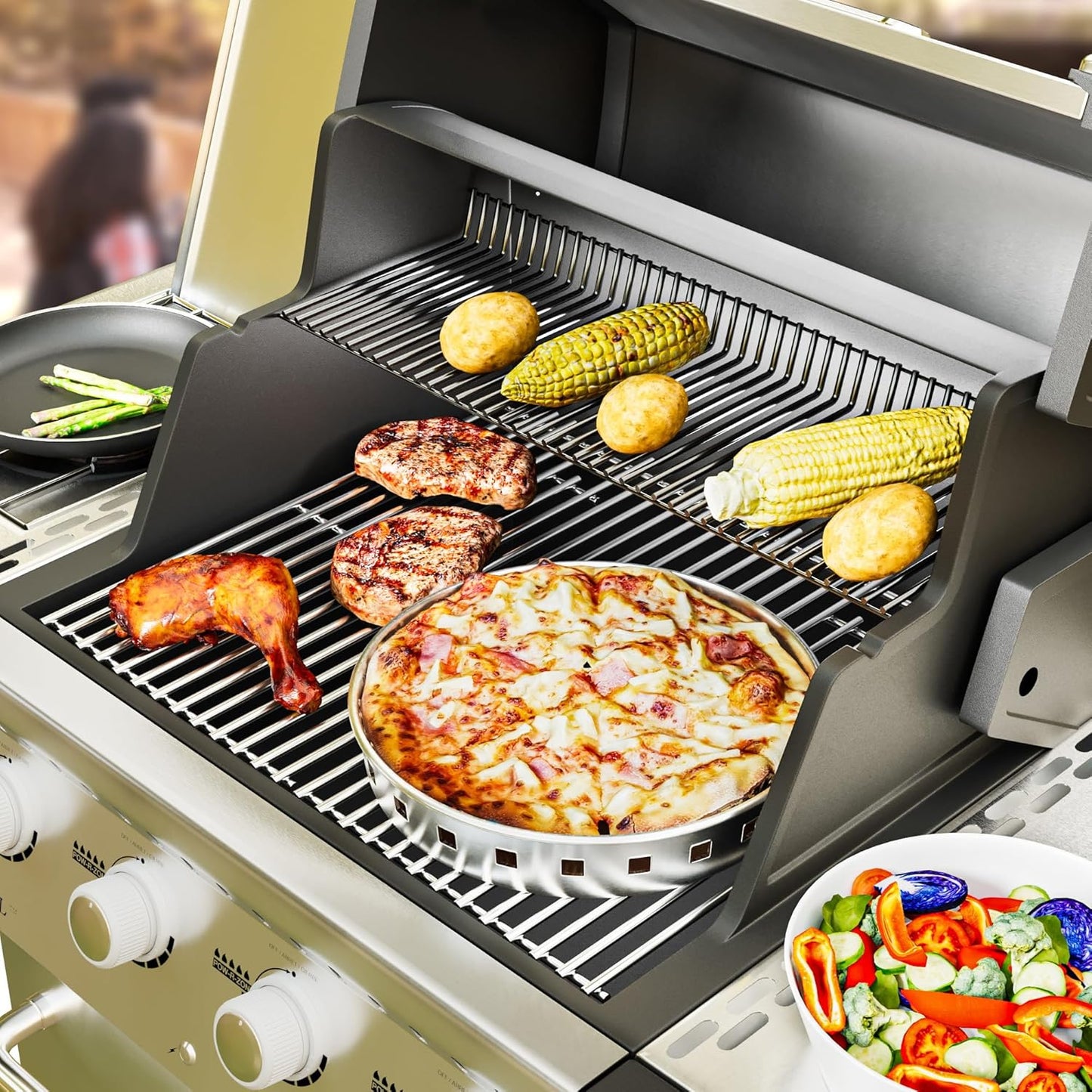 7637 Stainless Steel Cooking Grates for Weber Spirit I & II 200 Series Spirit E210 Spirit E220 Spirit S210, Spirit S220 with Front Control, 17.5 inch Grill Grates for Weber 7637 Gas Grills