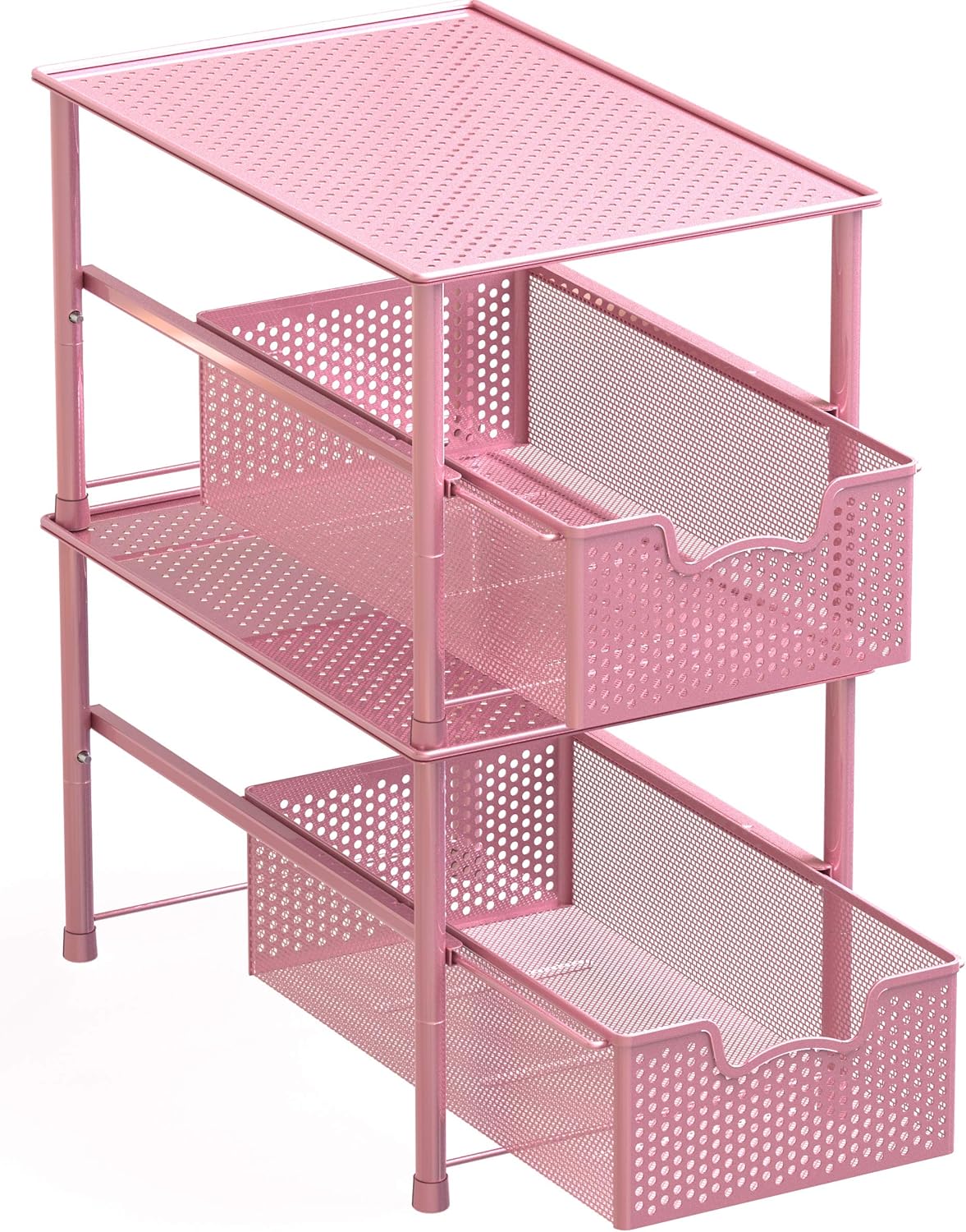 Simple Houseware Stackable Under Sink Cabinet Sliding Basket Organizer Drawer, Pink