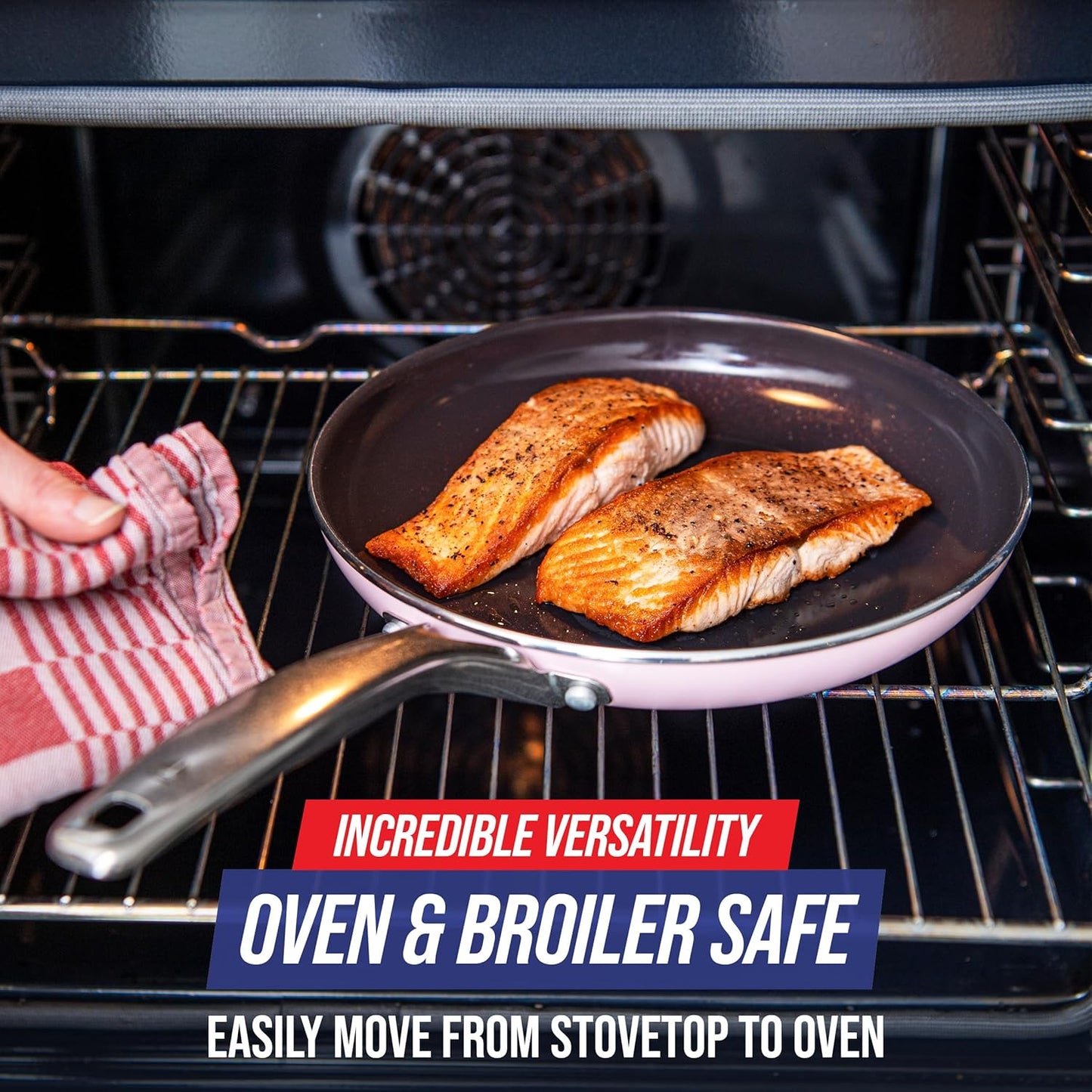 Blue Diamond Cookware Diamond Infused Ceramic Nonstick 10" Frying Pan Skillet, PFAS-Free, Dishwasher Safe, Oven Safe, Pink