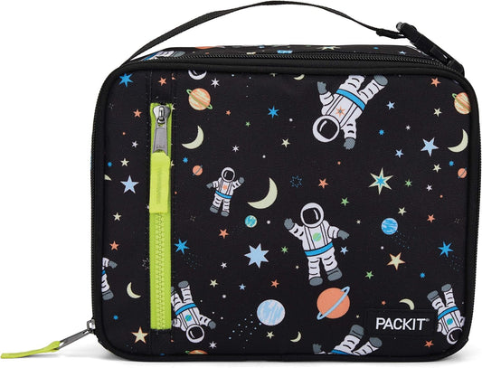 PackIt Freezable Classic Lunch Box, Spaceman, Built with EcoFreeze Technology, Collapsible, Reusable, Zip Closure With Zip Front Pocket and Buckle Handle, Perfect for School Lunches