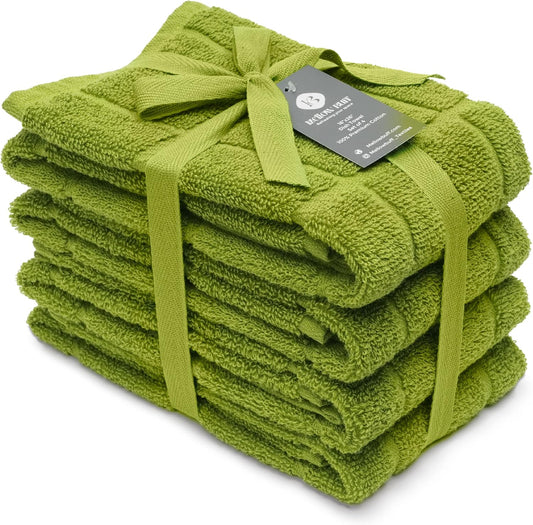100% Cotton Terry Dish Towels, 4 Pack Plain, 16 x26 Inches, Super Soft and Absorbent Kitchen Towels, Perfect for Kitchen Cleaning and Dish Washing | Green
