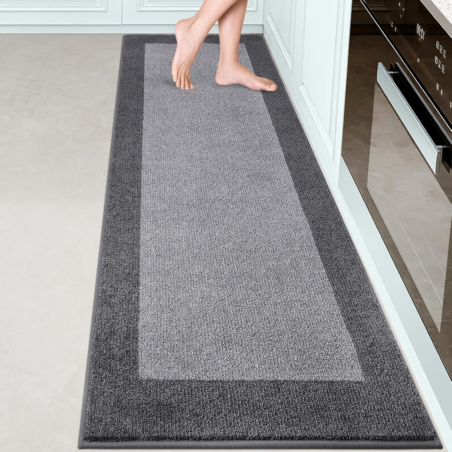 Machine Washable Kitchen Rug 24" x 84", Non Slip Kitchen Mat for Floor, Absorbent Entrance Runner Rug for Bedroom, Hallway, Bathroom, Door (Roll Packing)