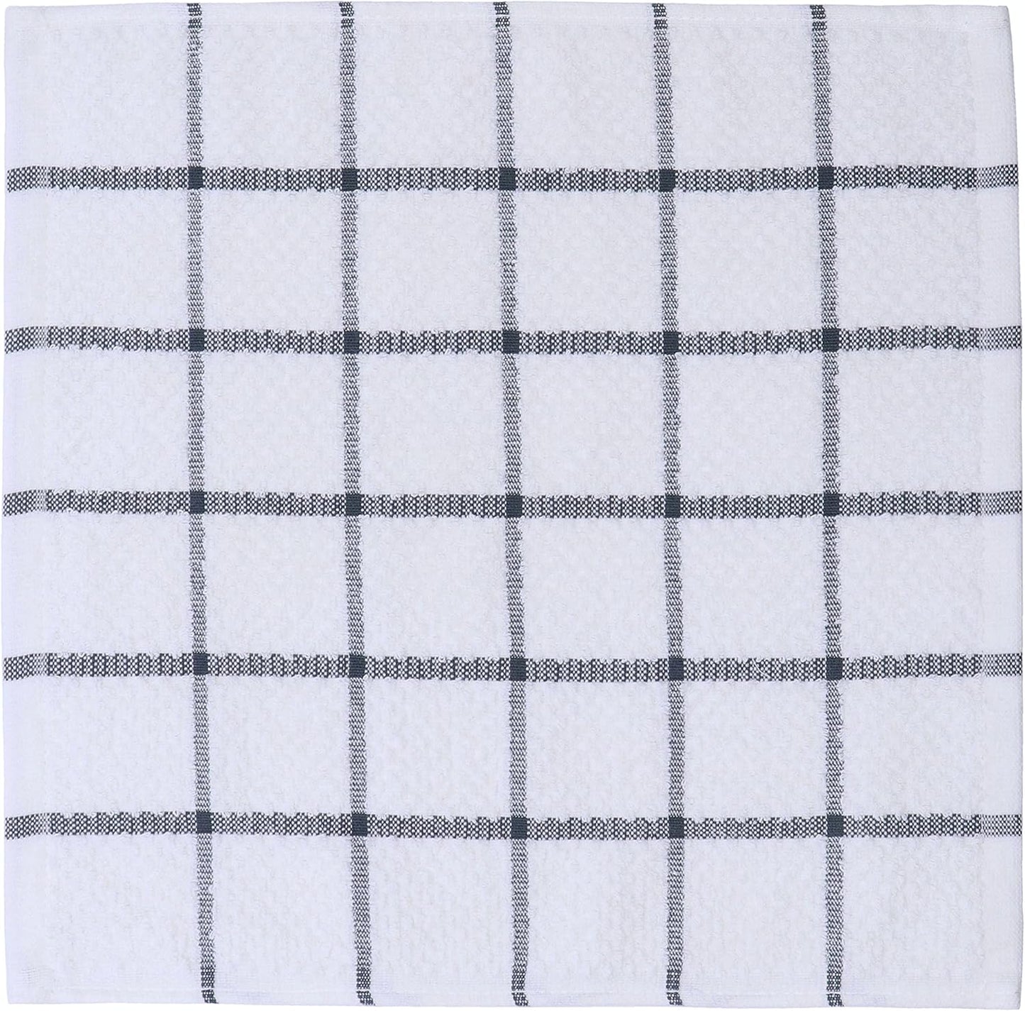 Cotton Grid Dish Cloths, Terry Cleaning Rags, 12 x 12 Inches, Light and Soft, Quick Drying Dish Rags, 8pc/Set (Grey)