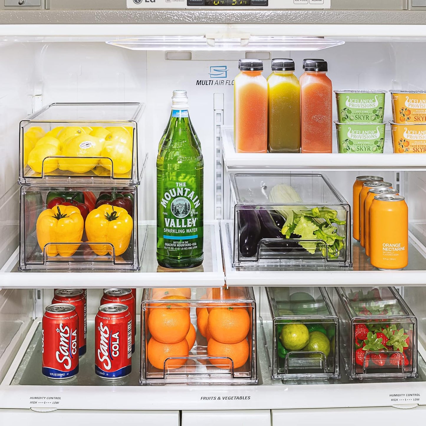 Sorbus Medium Clear Storage Drawers (4 Pack) – Stackable Organizer Drawers for Pantry, Kitchen, and Fridge – Pull-Out Acrylic Storage Bins with Handles