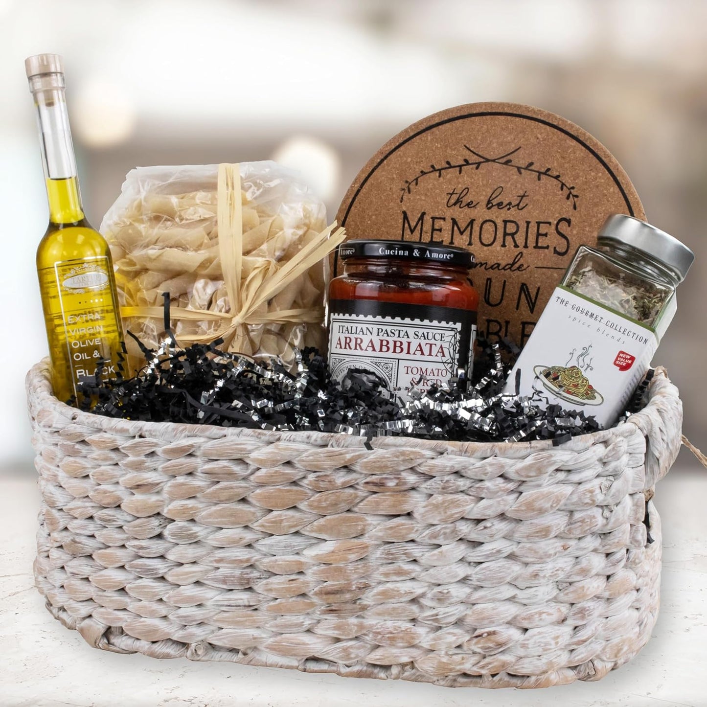 MagicWater Crinkle Cut Paper for Gift Baskets - 2LB - Black & Silver - Perfect for Shredded Paper Filler, Basket Filler, Gift Boxes, Bridesmaid Gifts, Halloween Stuffers & More – For All Occasions