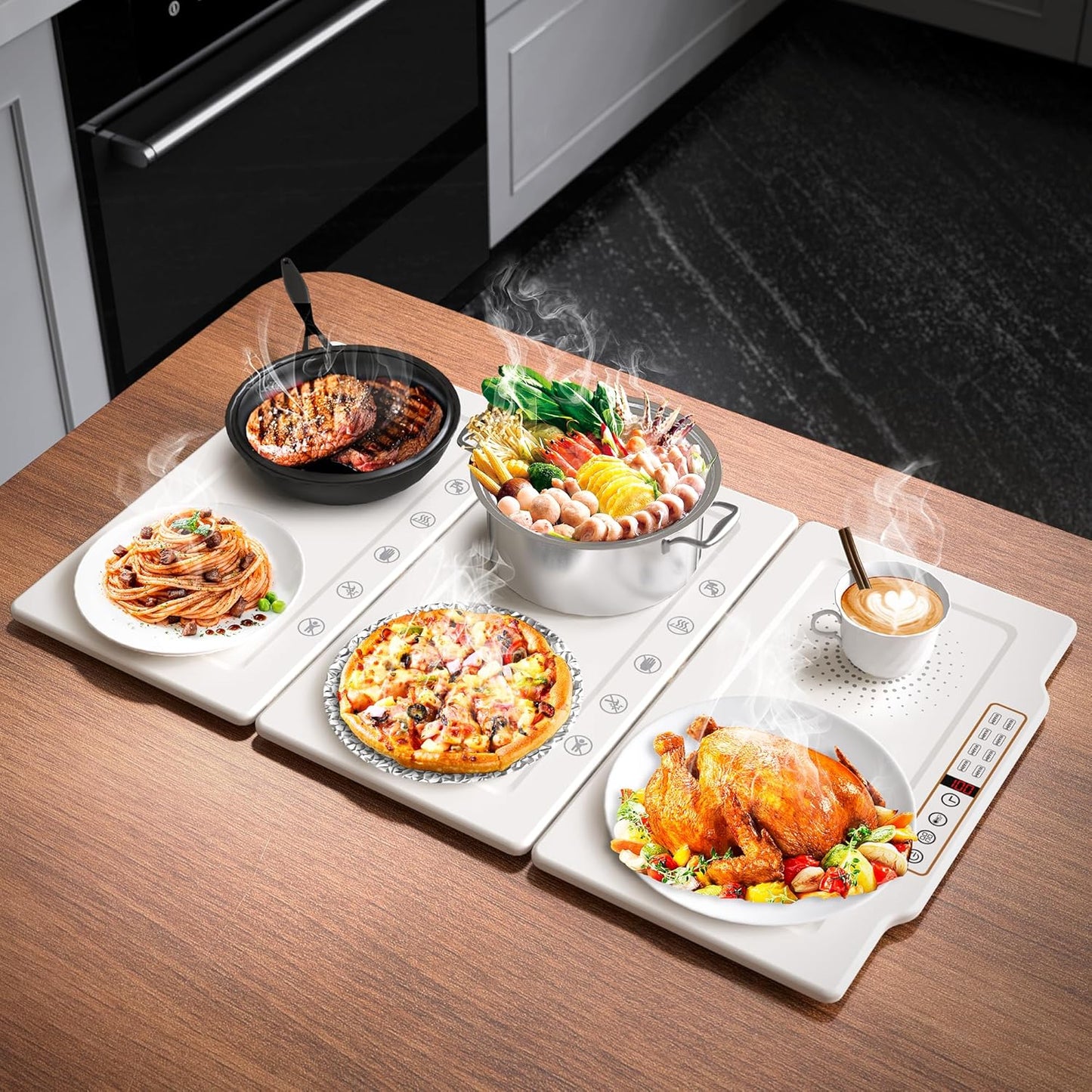 TOPRATED Large Splicing Electric Warming Tray (25x15 inch), Metal Foldable and Portable Heating Warmers Food Warming Mat for Kitchen,Parties, Buffet, Restaurant, Family dinner,Countertop