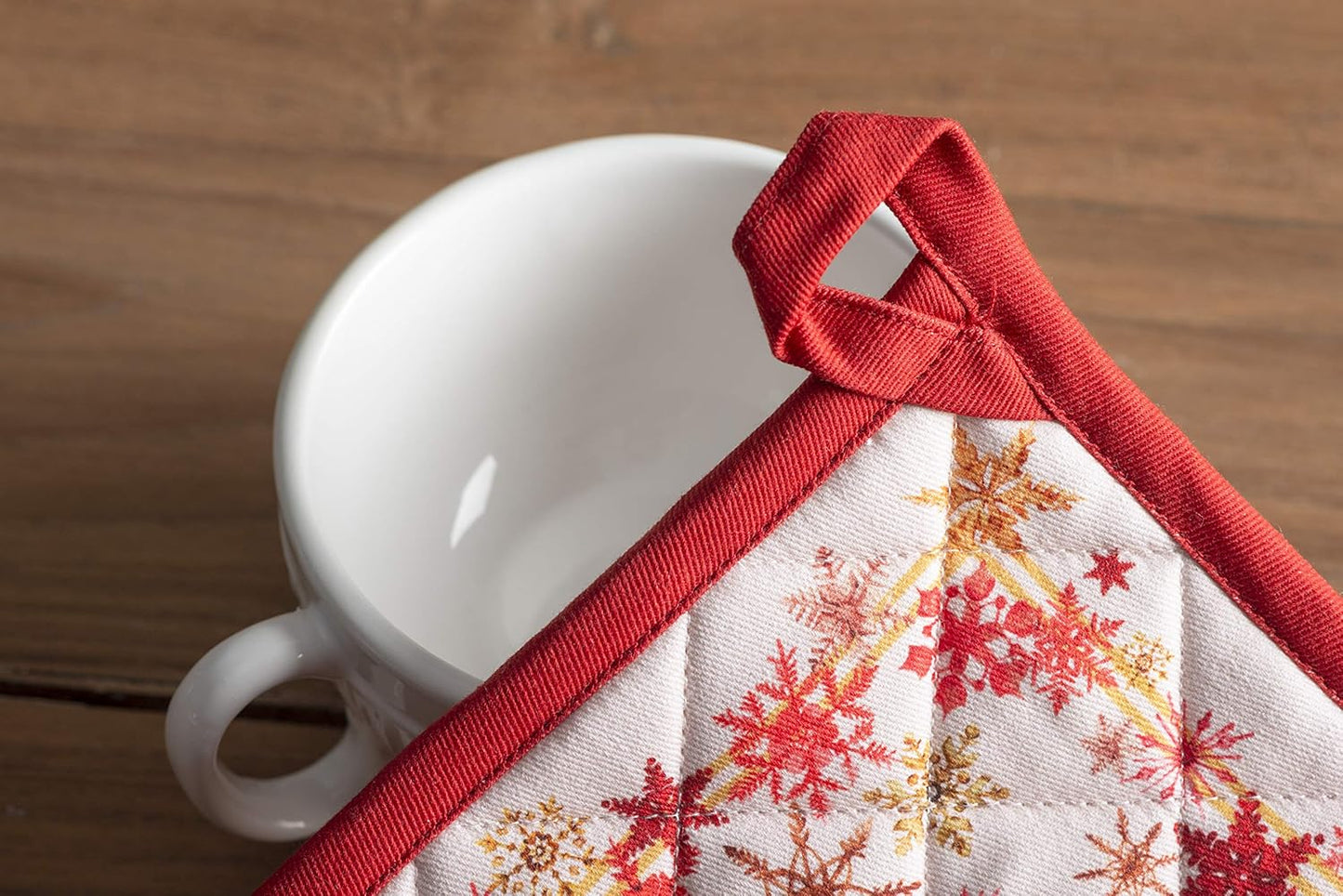 Maison d' Hermine Pot Holders 100% Cotton Heat Resistant Potholders 8" x 8" Hot Pads with Loop BBQ, Cooking, Baking, Grilling, Kitchen, Handling Hot Pans (Pack of 1, Crystal Star)