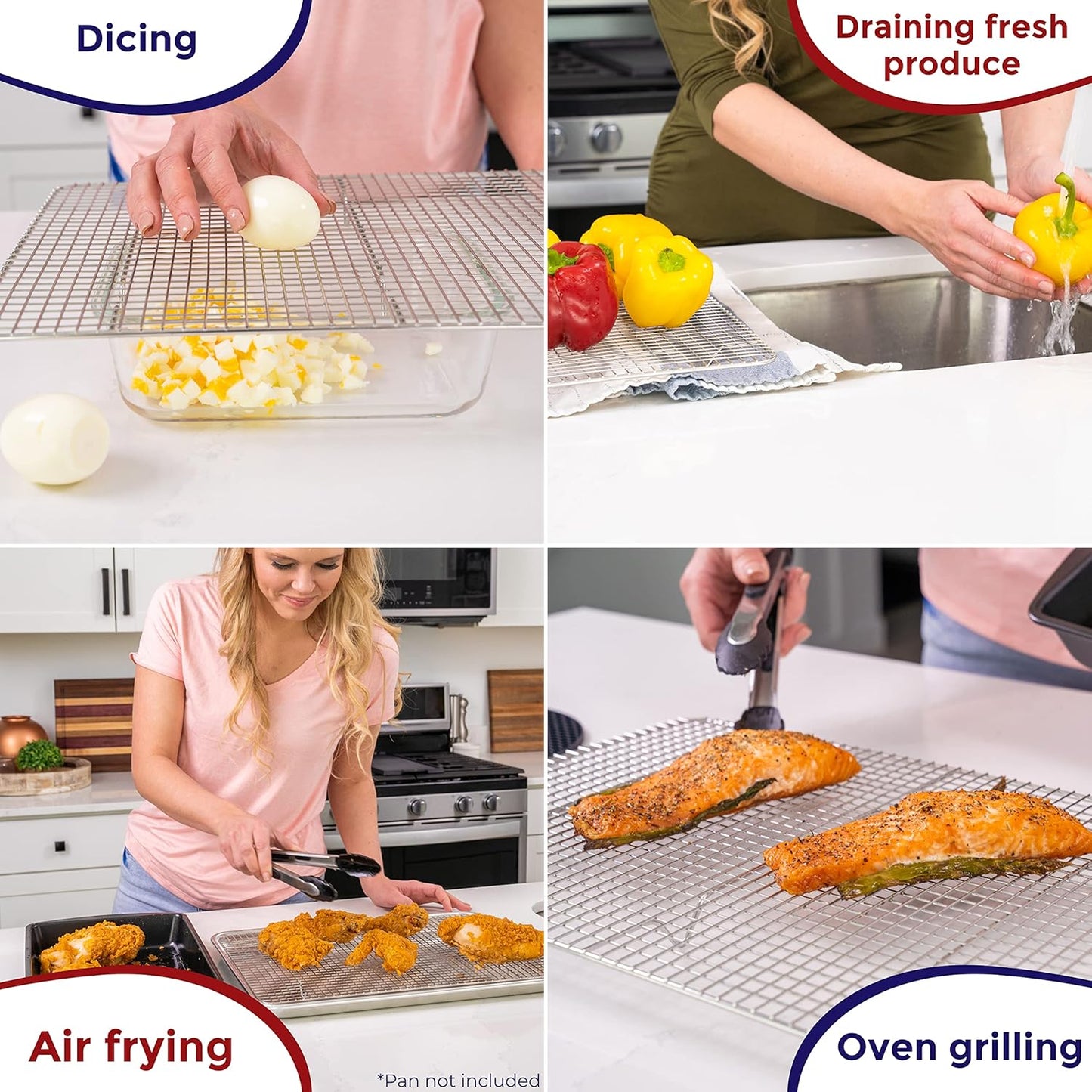 KITCHENATICS Jelly Roll Cooling Racks for Cooking and Baking, Heavy Duty Cooking Racks for Sheet Pan, Stainless Steel Wire Rack for Cooking, Cookie Cooling Rack Fits Jelly Roll Pan 15x10, Set of 2