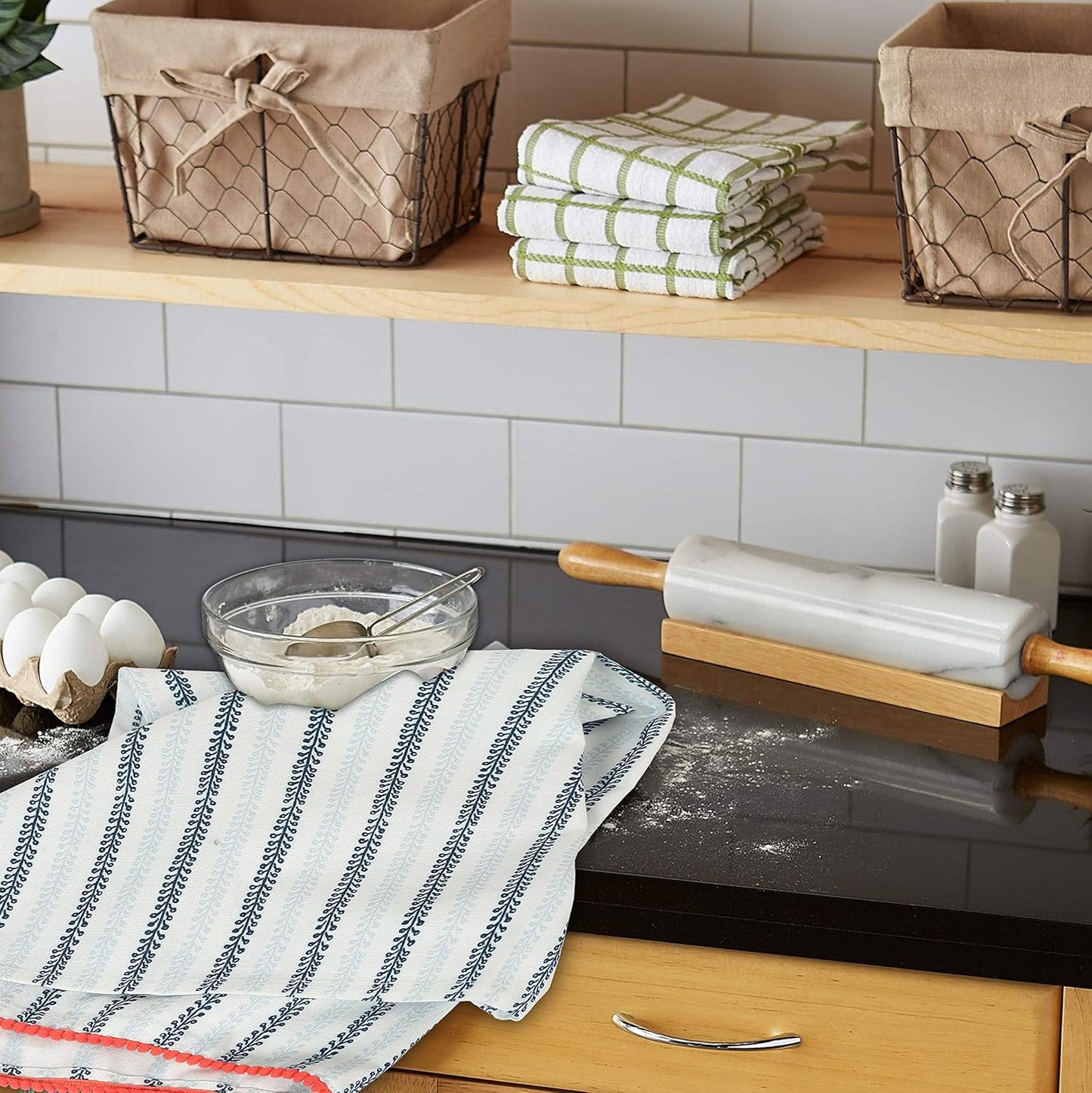 Kitchen Towels Dish Towels for Kitchen Tea Towels for Gifting Bar Towels for Kitchen Towels Hand Printed Dish Cloths - 18"x28"- Blue, Pack of 4