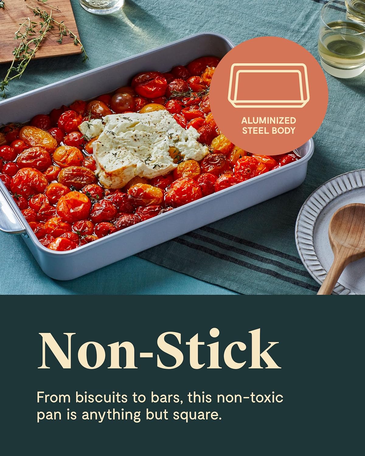 Caraway Non-Stick Ceramic 9”x13” Rectangle Pan Duo - Naturally Slick Ceramic Coating - Non-Toxic, PTFE & PFOA Free - Perfect for Brownies, Lasagnas, and More - Marigold