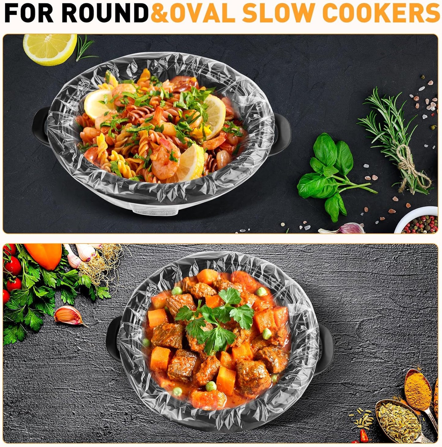 40 Pack Slow Cooker Liners, Large Size 13"x 21" Cooking Bags Disposable Pot Liners, Plastic Slow Cooker Bags Fits 3-8 Quarts, BPA Free, Suitable for Oval & Round Pot