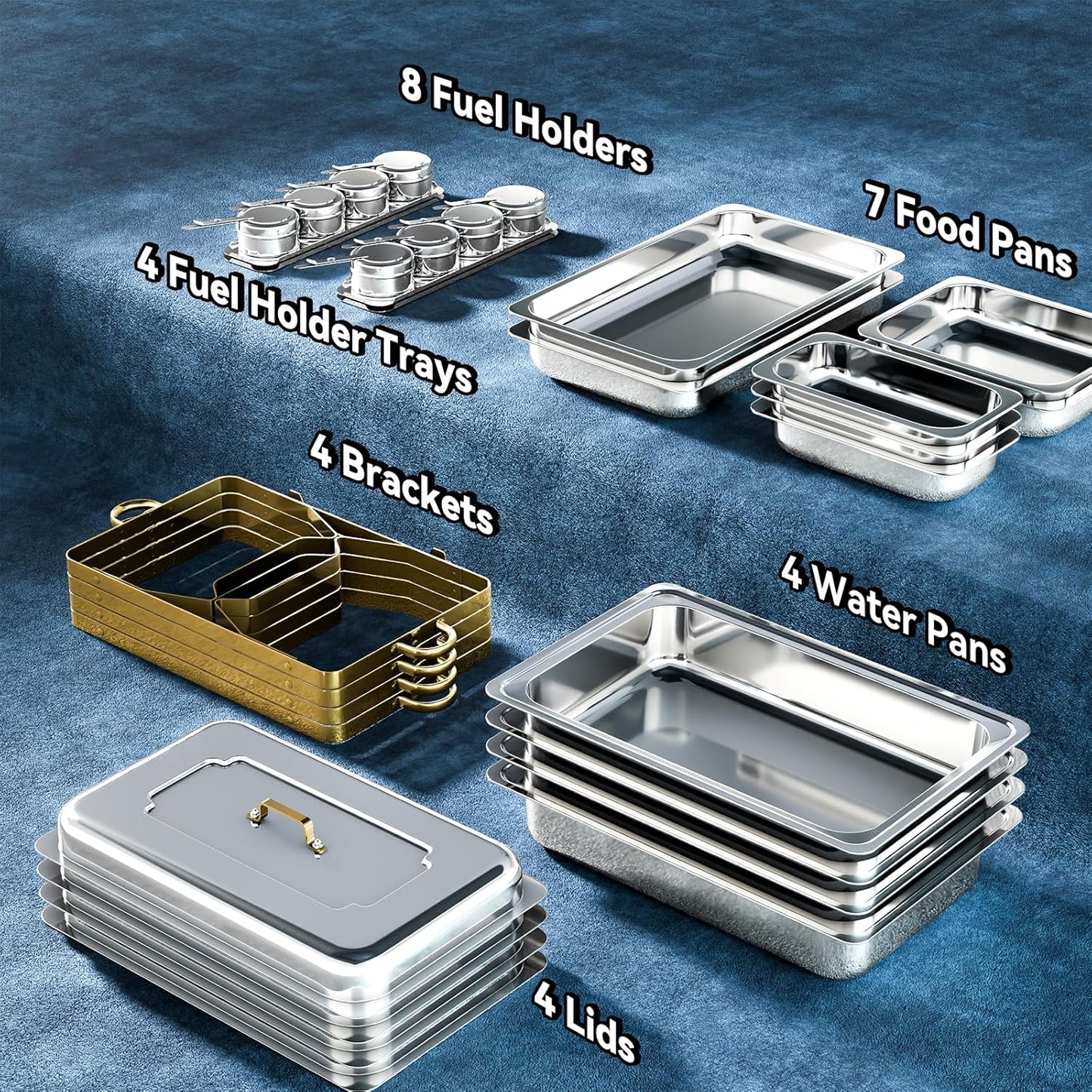 9Qt 4 Pack [Multiple Food Pans Combo] Chafing Dishes for Buffet | High Grade [Durable and Hard] Chafing Dish for Parties, Events & Weddings, Indoors & Outdoors
