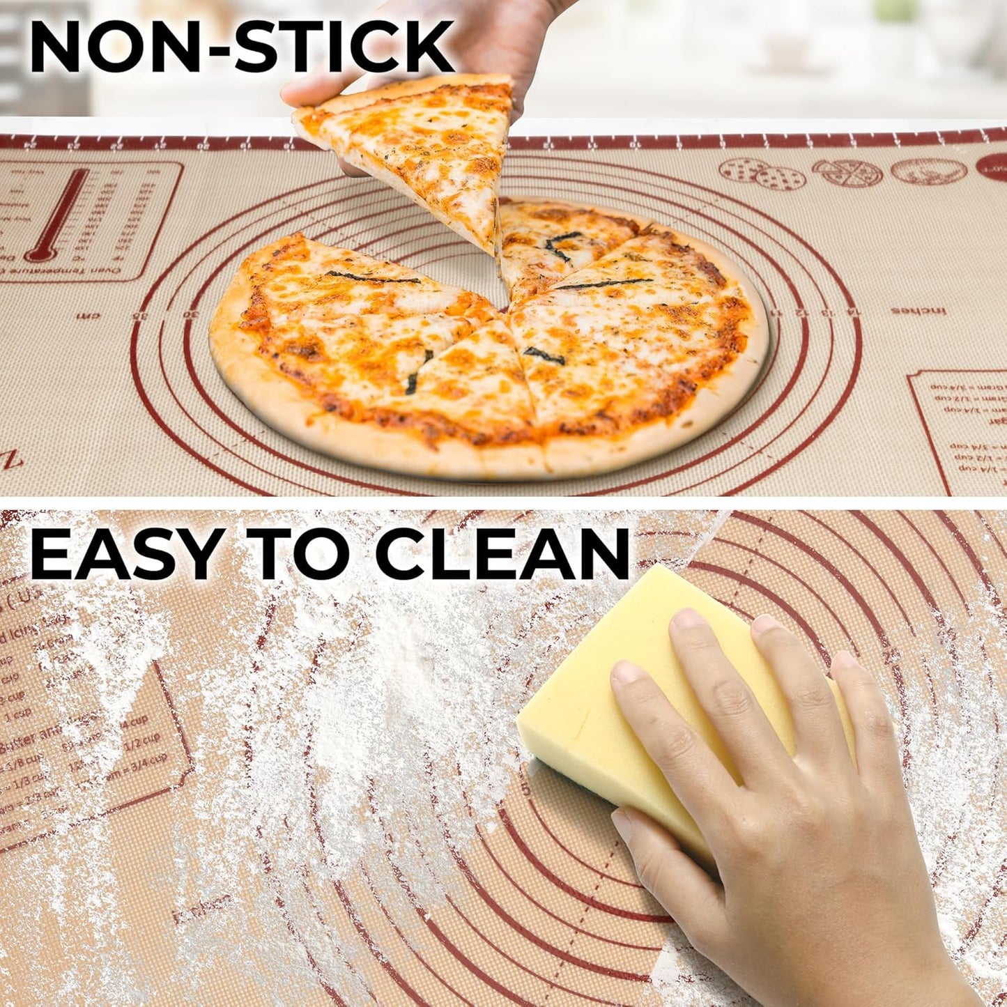 Zulay Kitchen Silicone Baking Mat Sheet - Reusable Silicone Baking Sheet - Easy & Convenient Nonstick Baking Supplies - Mats for Baking - Oven Safe - 16.5"x11.6" (Light Red)