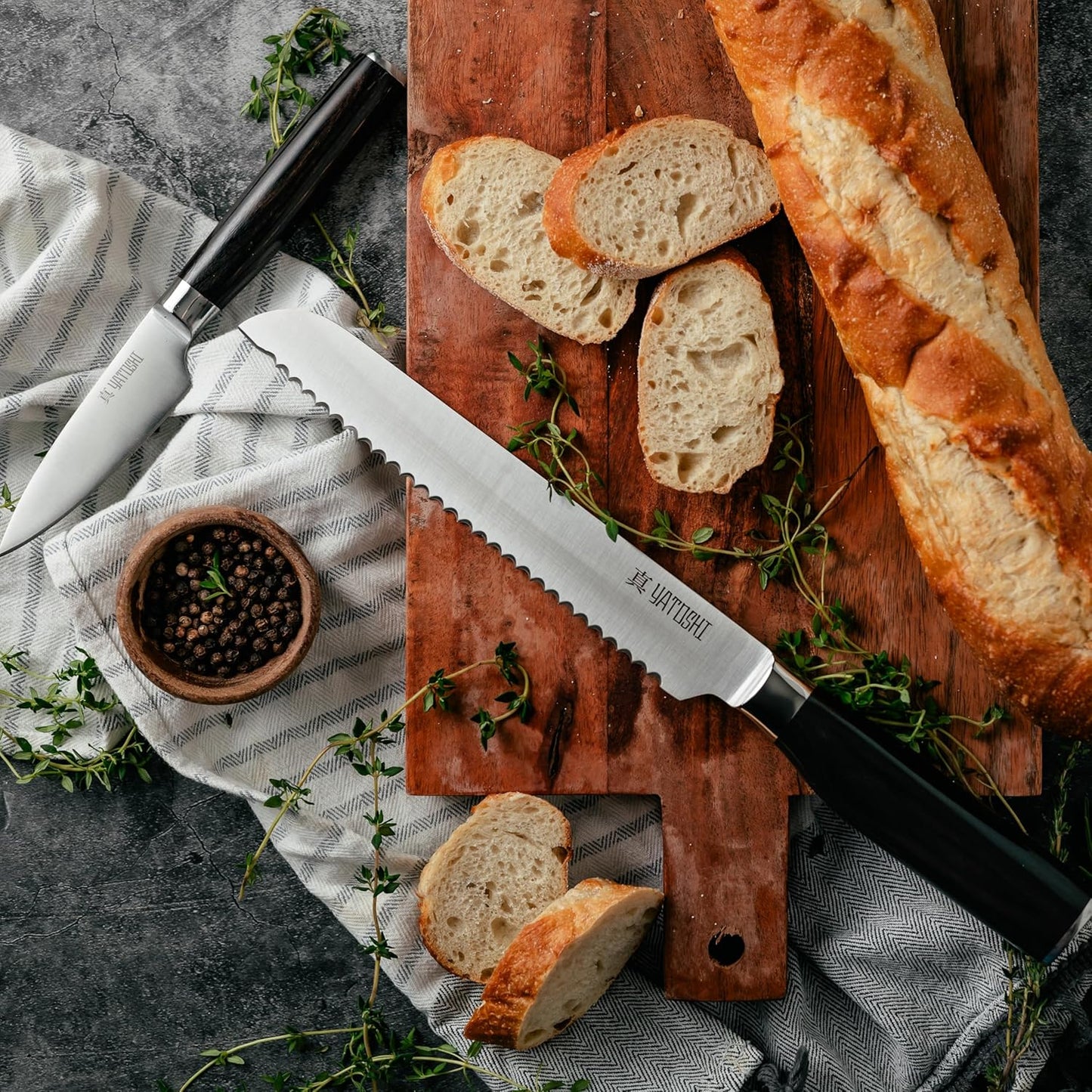 Yatoshi 15 Piece Knife Block Set - Pro Kitchen Knife Set Ultra Sharp High Carbon Stainless Steel with Ergonomic Handle