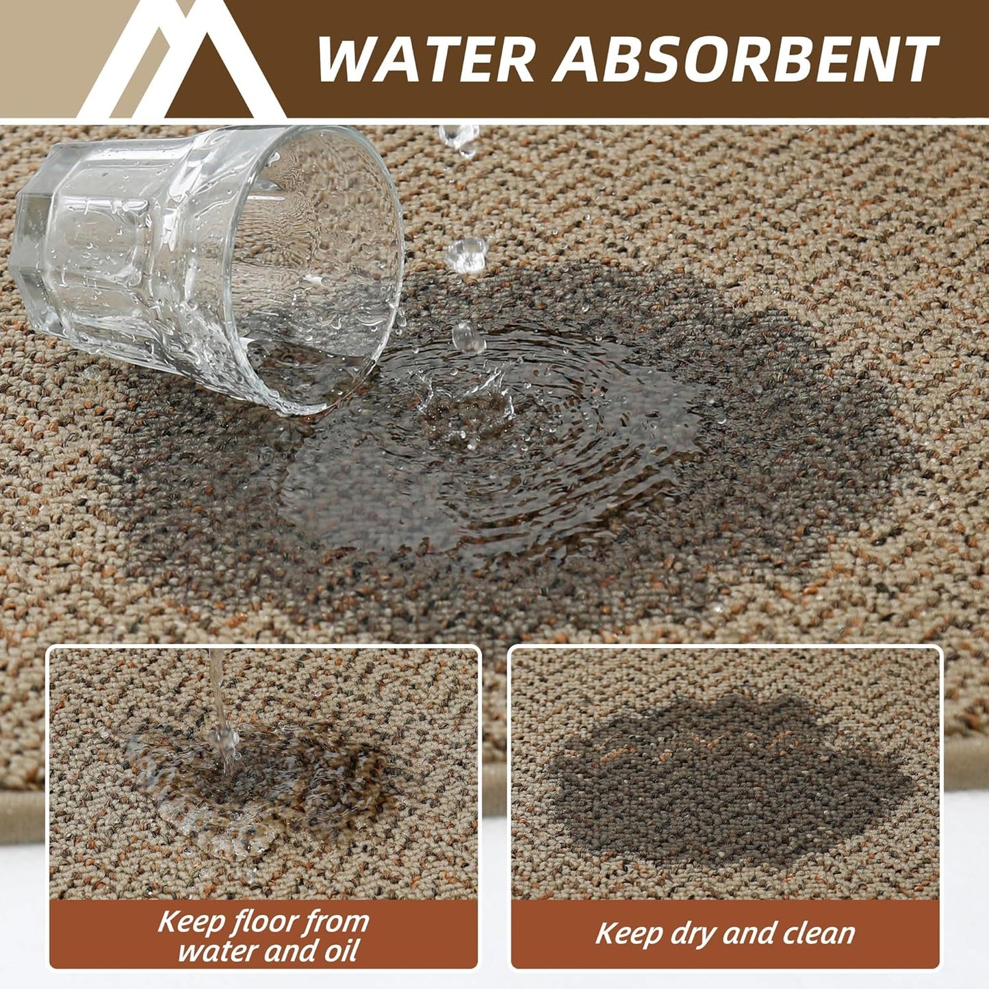 COSY HOMEER Kitchen Rugs Non Slip Washable 24"x36"+24"x60" Absorbent Kitchen Mats for Floor Stain Resistant Kitchen Runner Rug Sets of 2 Kitchen Floor Mats for Sink,Taupe