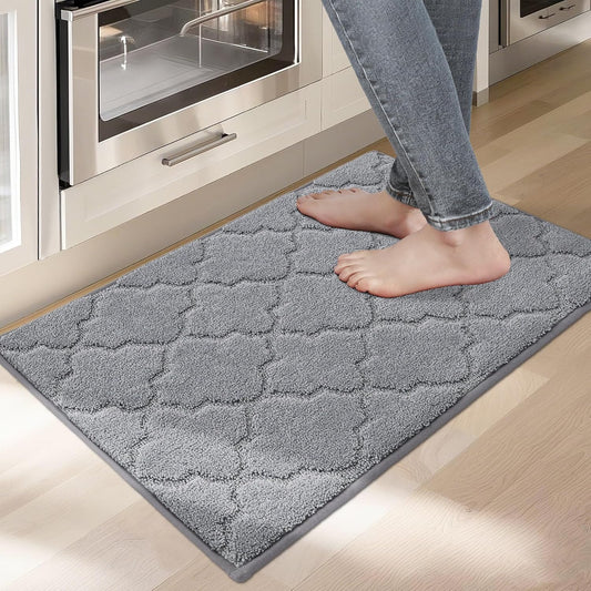 COSY HOMEER Kitchen Rugs Washable Non Slip Kitchen Mats for Floor Absorbent Kitchen Carpet 20" x 32" Soft Rugs for Kitchen,Sink Mat,Entrance,Area Rugs,Grey