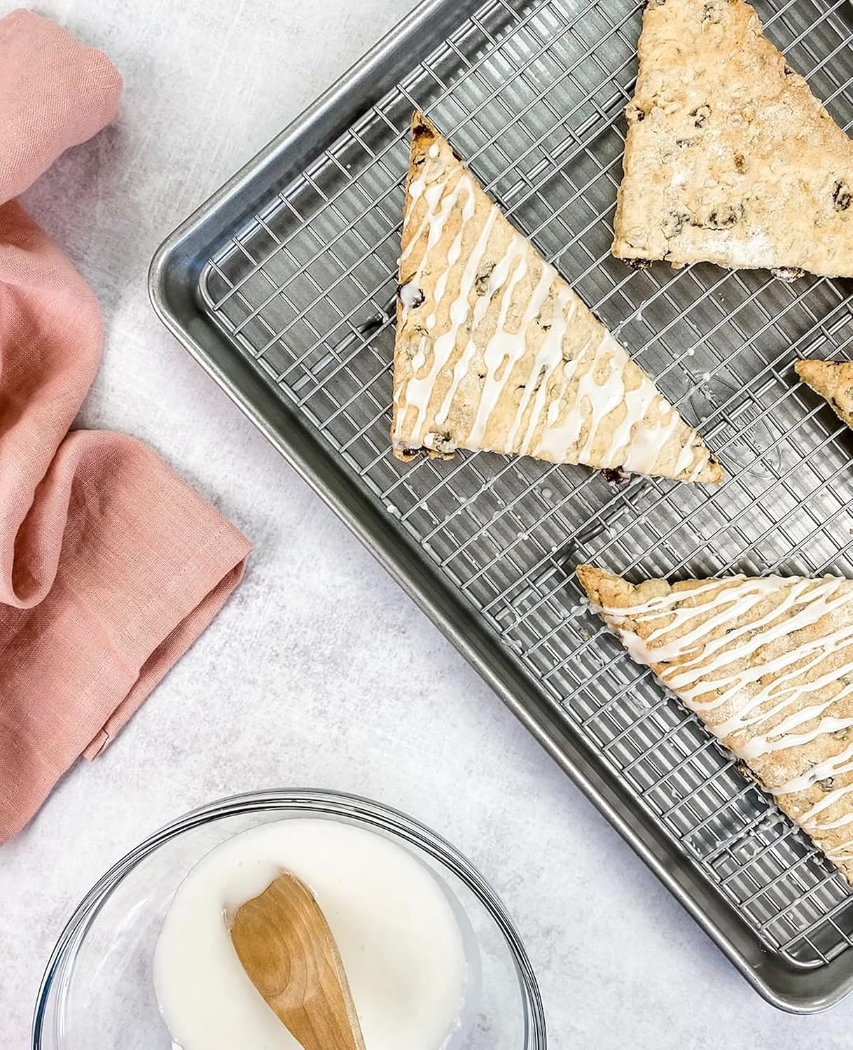 USA Pan 1607CR Bakeware Extra Large Sheet Baking Pan and Bakeable Nonstick Cooling Rack Set, XL, Metal