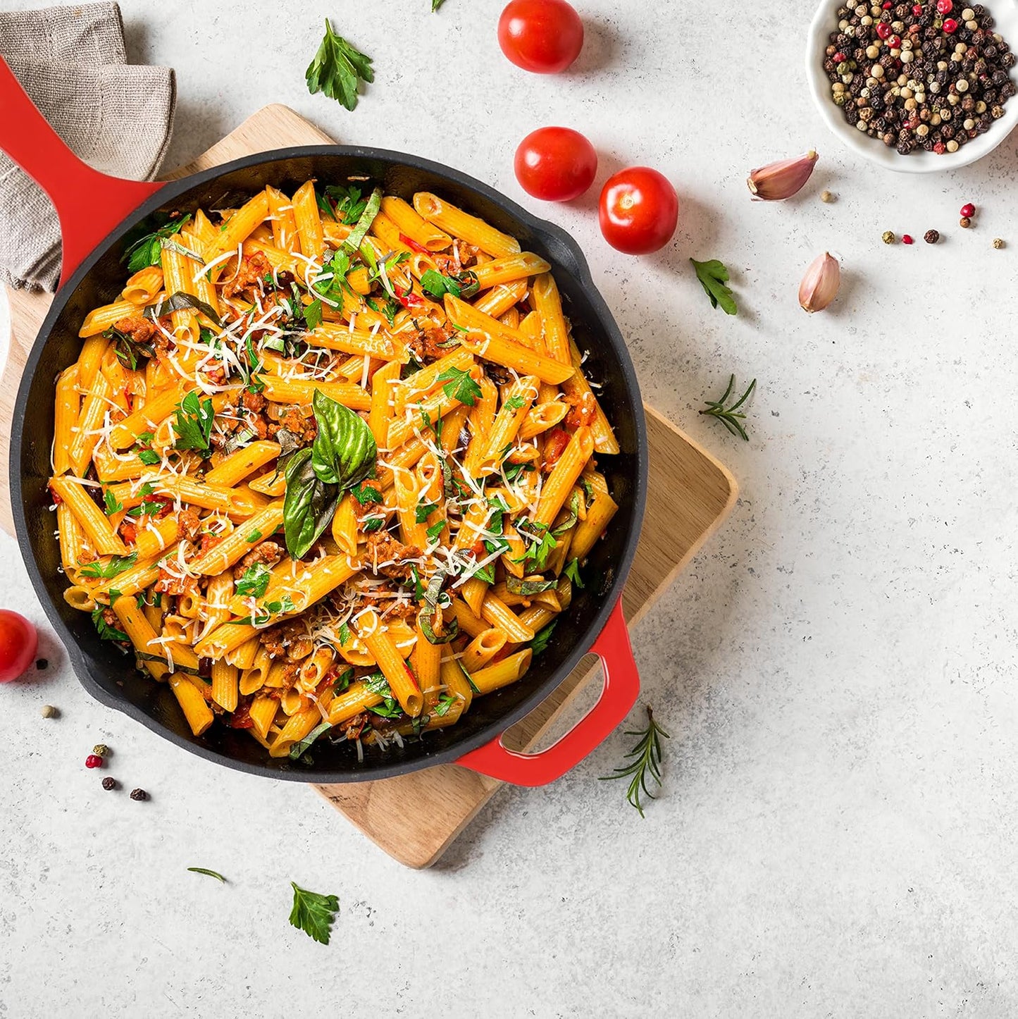 Utopia Kitchen Cast Iron Frying Pan 6.5 Inch, Cast Iron Chefs Pan, Pre Seasoned Skillet, Safe Grill Cookware for Indoor & Outdoor Use, Red