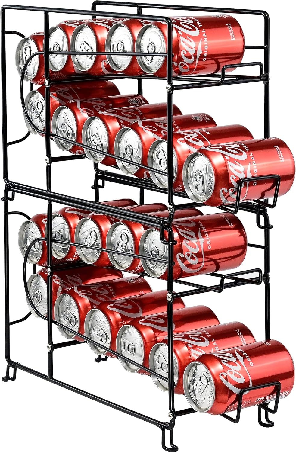 SUFAUY Soda Can Organizer Rack, Stackable Beverage Can Dispenser Holder for Pantry, Set of 2, Black