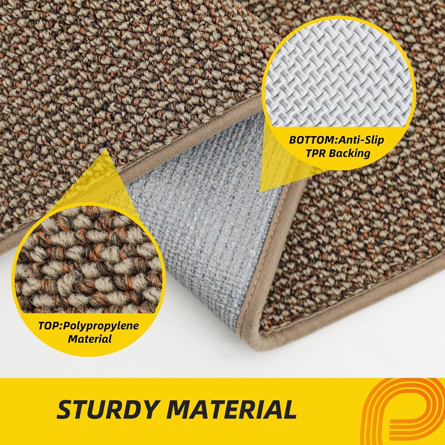 JSEI Dirt Trapper Door Mat 24"x60" Non-Slip Washable Entrance Mat, Dog Doormats, Absorbent & Fade-Resistant Floor Mats, Low Profile Welcome Mats for Entryway, Front Door, and Inside Entrance, Beige