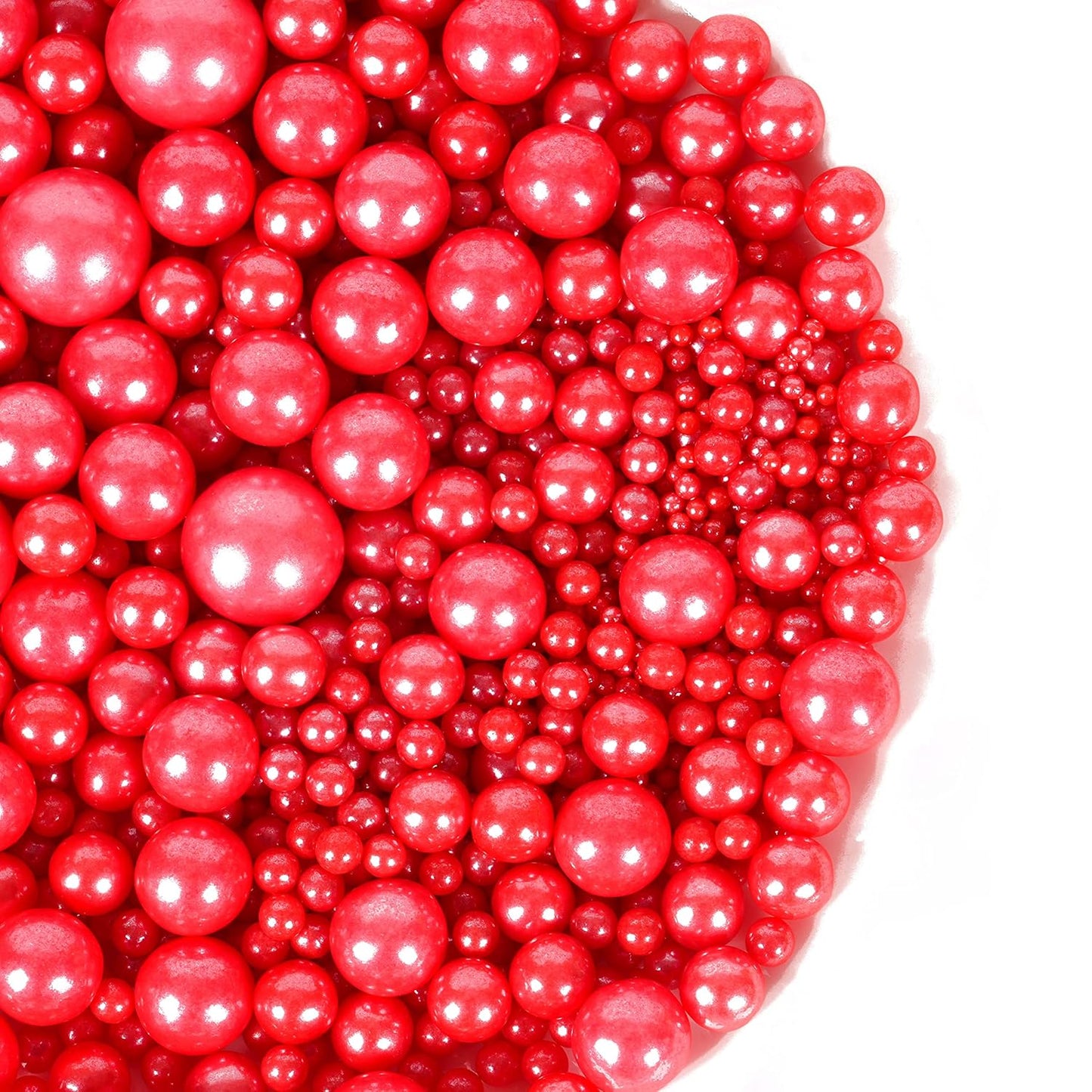 Kasvan Red Pearl Sugar Sprinkles - Edible Candy Pearls 130g/4.58 Oz, Mix Size, Baking Cake Decorations, Ice Cream Toppings and Cookie Decorating, Wedding Party Chirstmas Supplies