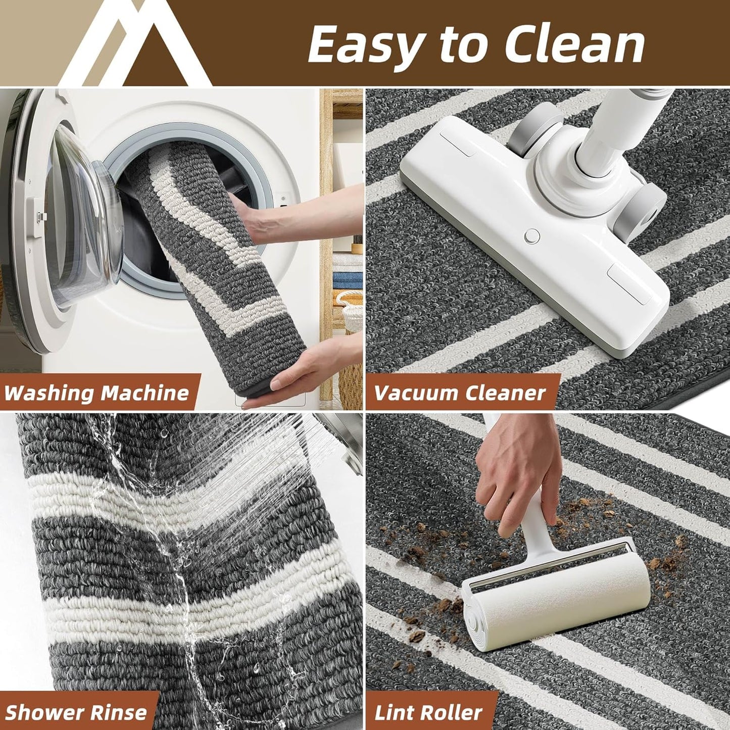 COSY HOMEER Long Kitchen Floor Mats for in Front of Sink Super Absorbent Kitchen Rugs and Mats 24"x79" Non-Skid Kitchen Mat Standing Mat Washable,Polypropylene,Dark Grey,Frame