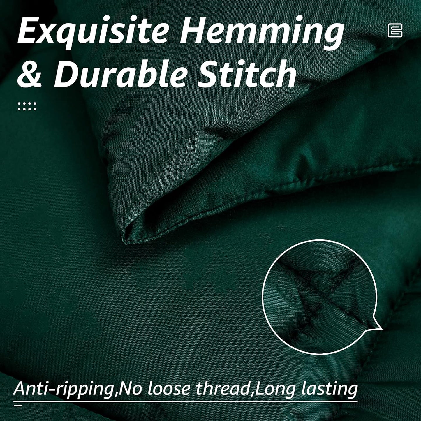 HYLEORY All Season Full Size Bed Comforter - Cooling Down Alternative Quilted Duvet Insert with Corner Tabs - Winter Warm - Machine Washable - Emerald Green