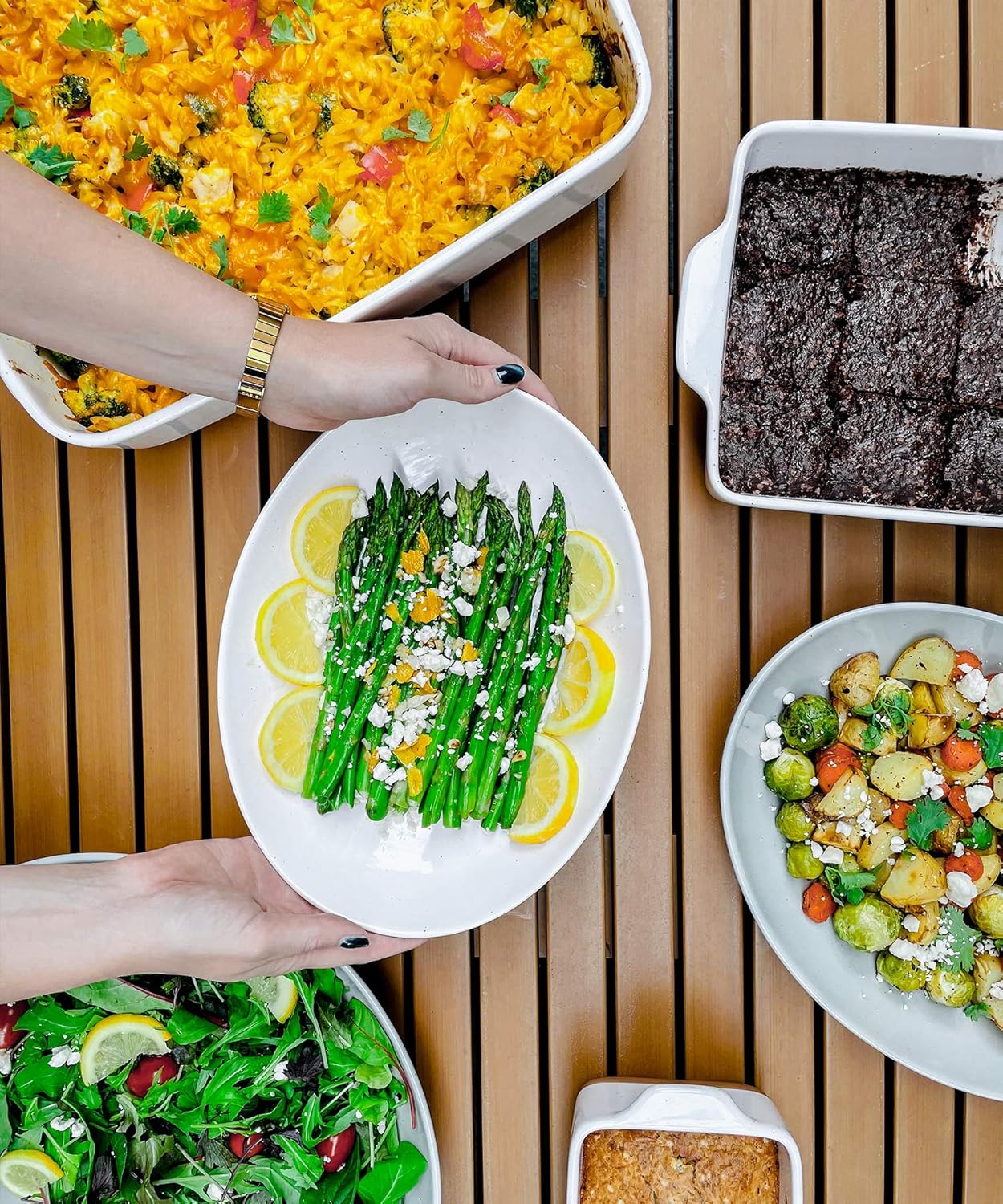 Mora Ceramic Large Serving Bowls- Set of 2 Oval Platters for Entertaining. Modern Kitchen Dishes for Dinner, Fruit, Salad, Turkey, etc. Oven, Dishwasher Safe, 110/80 oz, 16" / 14.6" - Vanilla White