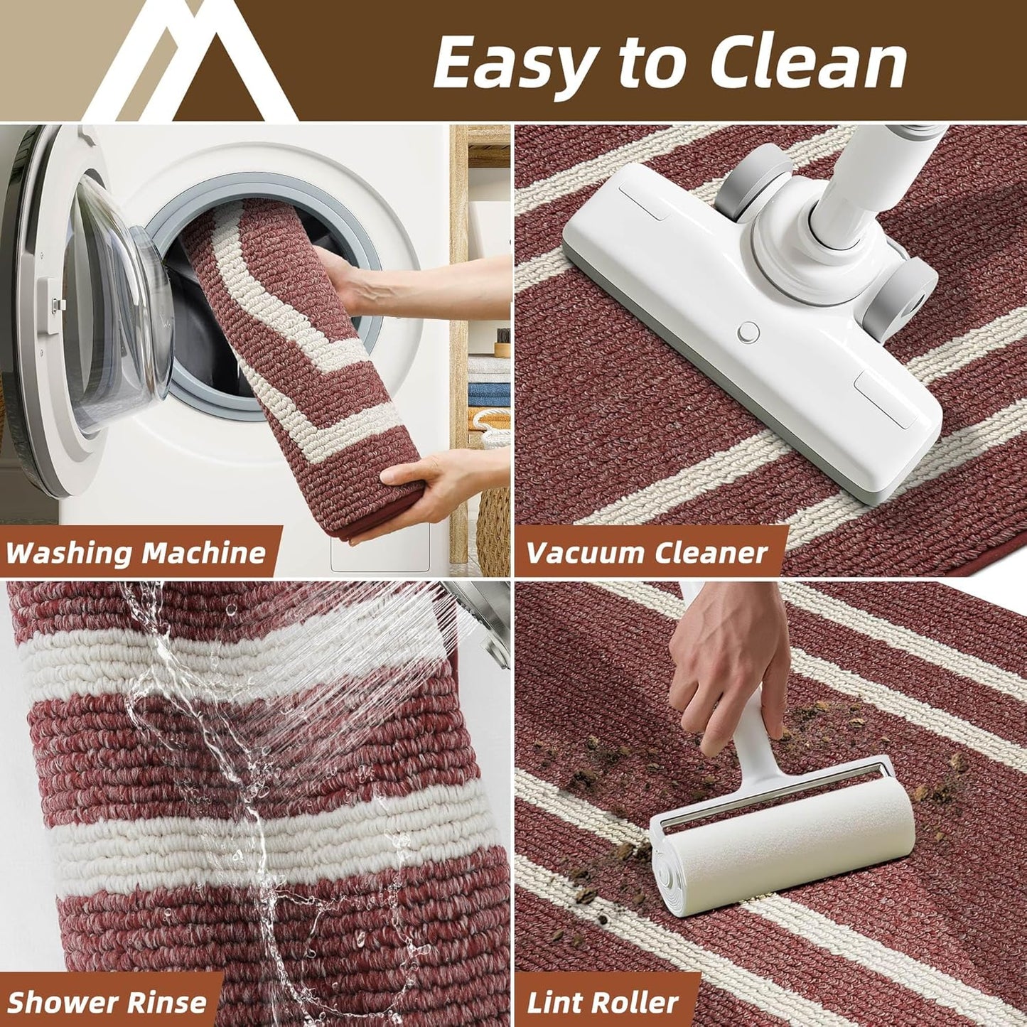 COSY HOMEER Long Kitchen Floor Mats for in Front of Sink Super Absorbent Kitchen Rugs and Mats 24"x59" Non-Skid Kitchen Mat Standing Mat Washable,Polypropylene,Red,Frame