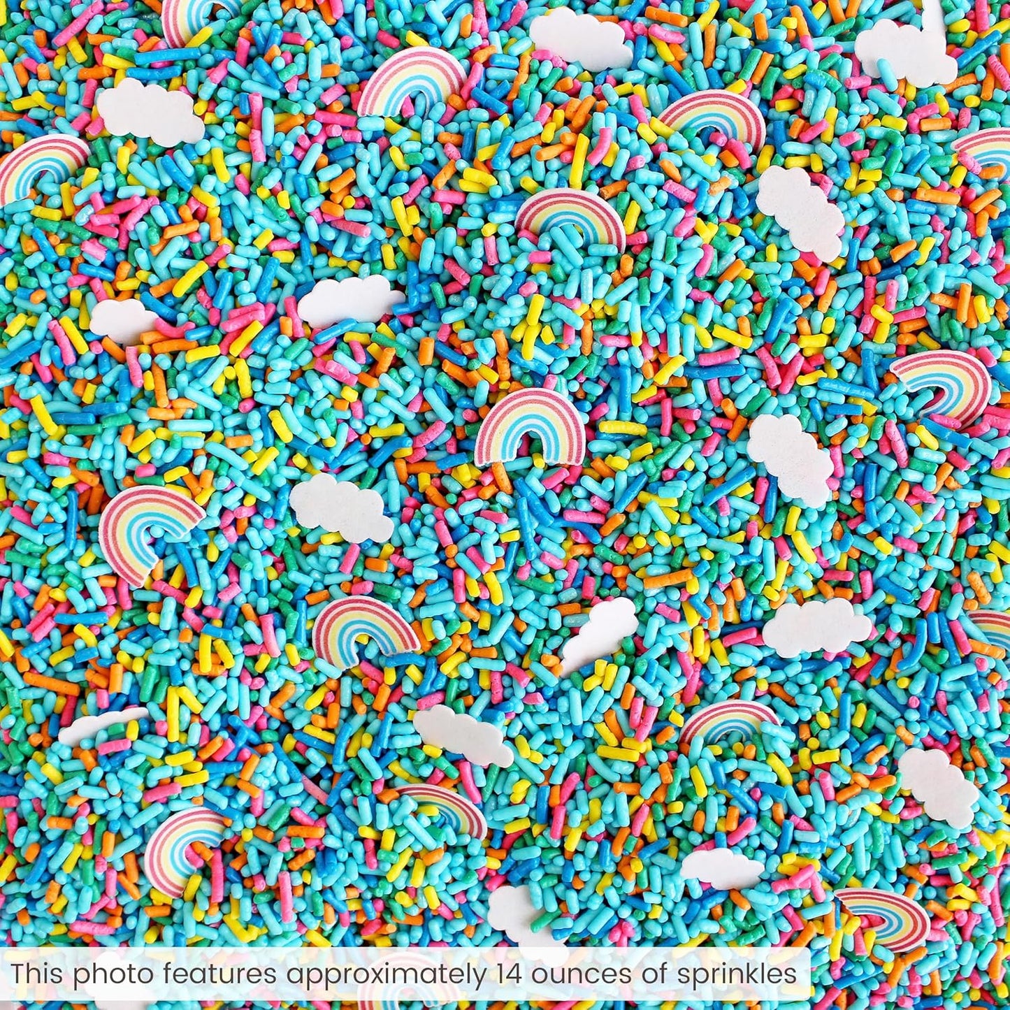 Sprinkle Pop You're My Rainbow Sprinkle Mix| Rainbow Sprinkles Heavy on Blue Jimmies with ~20 Rainbow and Clouds Wafer Papers| Birthday Sprinkles Made in USA for Decorating Cake Cupcakes Cookie, 4oz